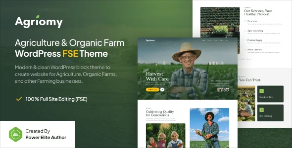 Agriomy – Agriculture & Organic Farm Gutenverse FSE WordPress Block Theme — homepage layout