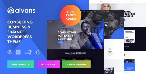 Aivons - Business Consulting WordPress Theme — homepage layout