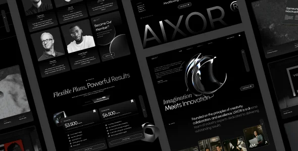 Aixor Agency WordPress Theme — homepage layout
