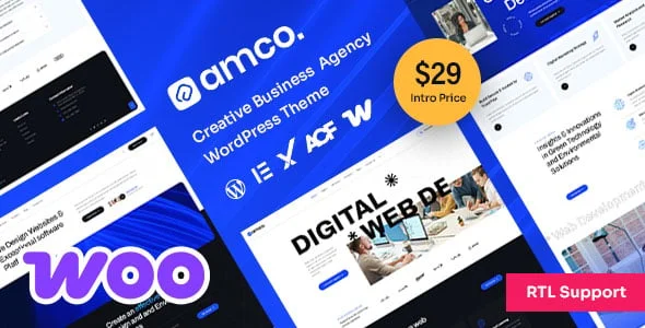 Amco - Creative Business Agency WordPress Theme — homepage layout