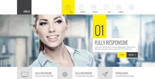 Amilia - Multipurpose One & Multi Page WP Theme — design detail view