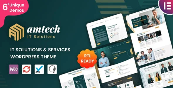 Amtech - IT Solutions & Services WordPress Theme — homepage layout