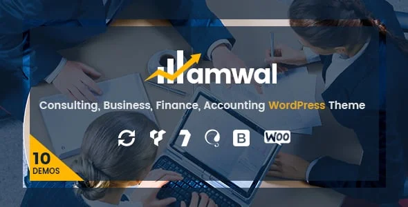 Amwal | Consulting Finance WordPress Theme — homepage layout
