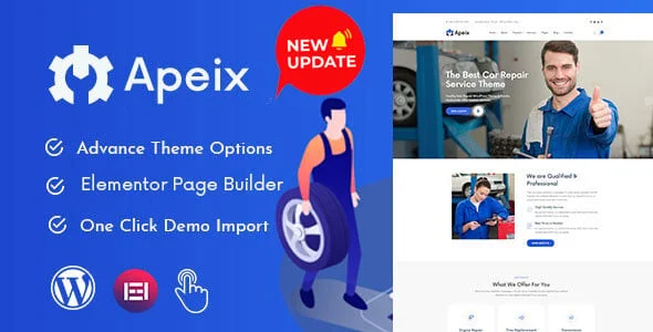Apeix - Car Repair Service & Auto Mechanic WordPress Theme — homepage layout
