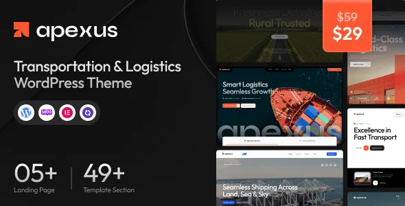 Apexus – Transportation & Logistics WordPress Theme — homepage layout