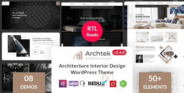 Archtek -  Architecture Interior Design WordPress Theme — homepage layout
