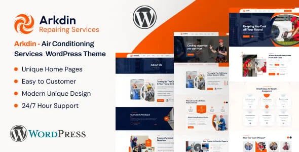 Arkdin - Air Conditioning Services WordPress Theme — homepage layout