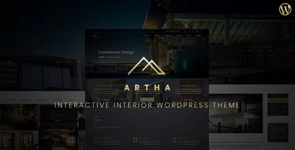 Artha Interactive Interior WordPress Theme — homepage layout