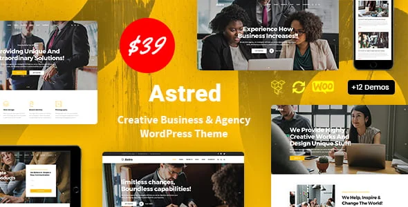 Astred - Modern Multi-Purpose WordPress Theme — homepage layout