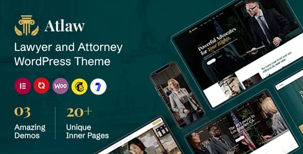 Atlaw - Lawyer and Attorney WordPress Theme — homepage layout