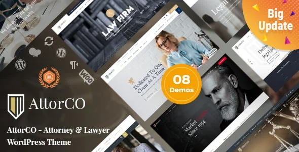 AttorCO - Attorney & Lawyers  WordPress Theme — homepage layout