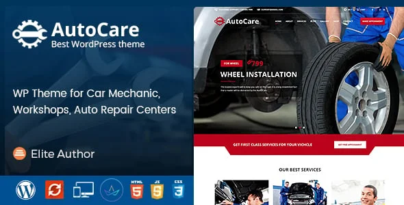 Auto Care - Car Mechanic WordPress Theme — homepage layout