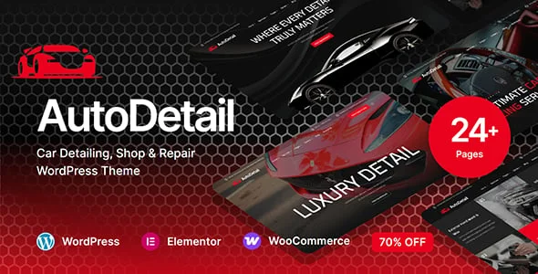 AutoDetail - Car Detailing, Car Listing, Shop & Repair WordPress Theme — homepage layout