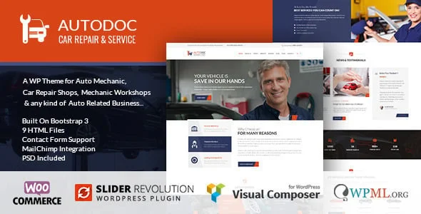 Autodoc - Car Repair WordPress Theme — homepage layout