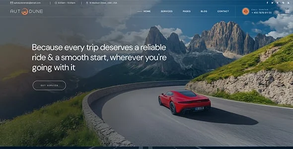 Autodune - Car Rental & Limousine WordPress Theme — design detail view