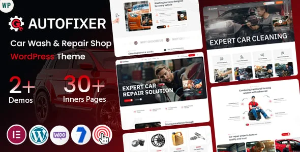 Autofixer - Car Wash & Repair Shop WordPress Theme — homepage layout