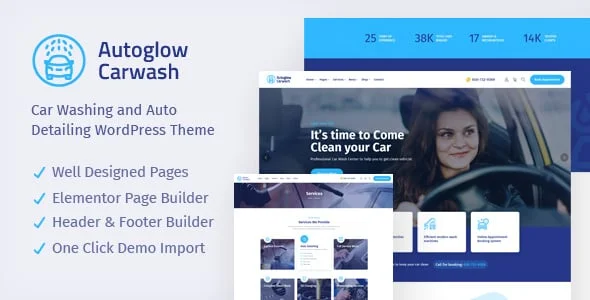 Autoglow -  Car Wash WordPress Theme — homepage layout