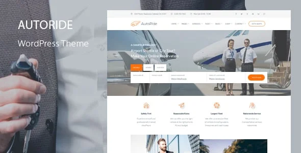 AutoRide - Chauffeur Taxi Booking WordPress Theme — homepage layout
