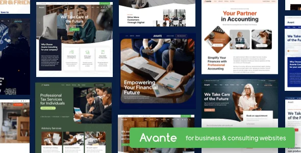 Avante | Business Consulting WordPress — homepage layout