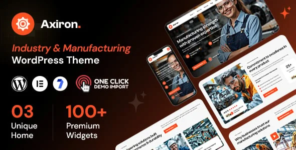 Axiron - Industry & Manufacturing Factory WordPress Theme — homepage layout