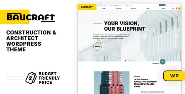 Baucraft - Construction WordPress Theme — homepage layout