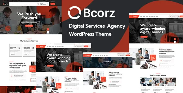 Bcorz - Digital Agency WordPress Theme — homepage layout
