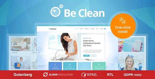 Be Clean - Cleaning Company, Maid Service & Laundry WordPress Theme — homepage layout