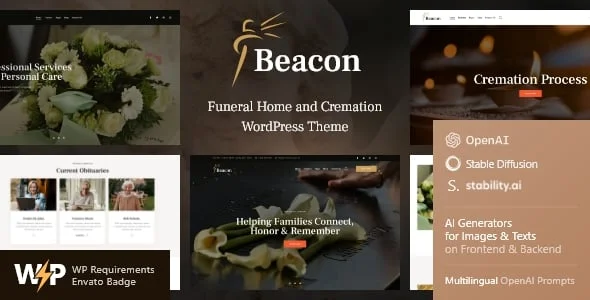 Beacon | Funeral Services WordPress Theme — homepage layout
