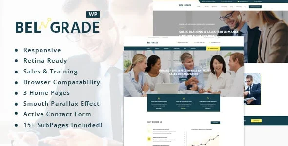 Belgrade - Training Business WordPress Theme — homepage layout