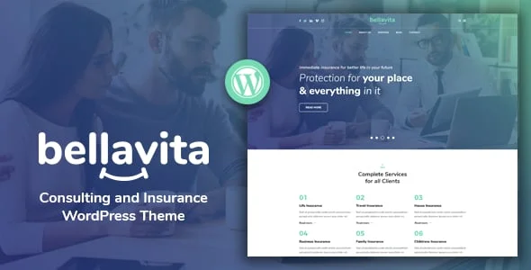Bellavita - Insurance & Finance WordPress Theme — homepage layout