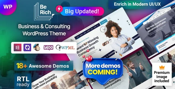 Berich - Consulting Corporate WordPress Theme — homepage layout