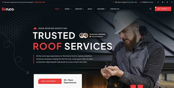 Beruco - Roofing Services WordPress Theme — blog and article listing