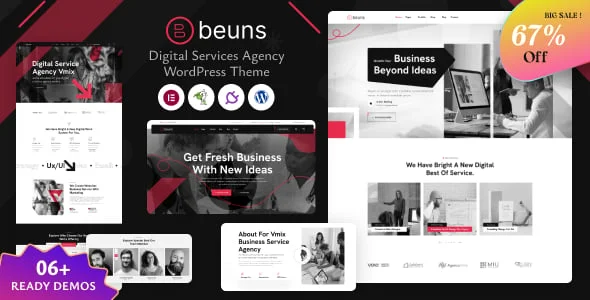 Beuns - Digital Services Agency WordPress Theme — homepage layout
