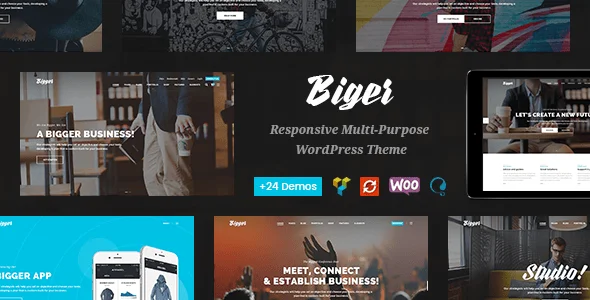 Biger - Responsive Multi-Purpose WordPress Theme — homepage layout