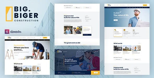 Bigger - Construction WordPress Theme — homepage layout