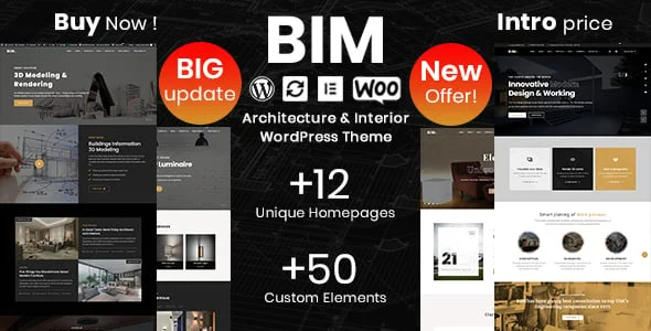 BIM - Architecture & Interior Design Elementor WordPress Theme — homepage layout