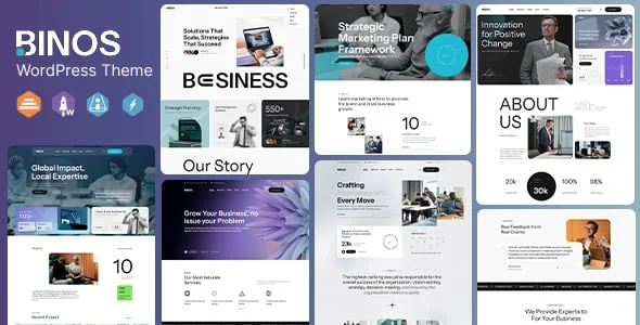 Binos - Business Consulting & Marketing WordPress Elementor Theme — homepage layout