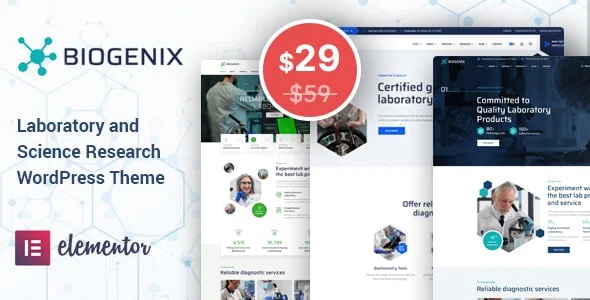 Biogenix - Science Research & Laboratory WP Theme — homepage layout