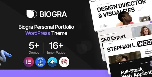 Biogra - Personal Portfolio WordPress Theme — homepage layout