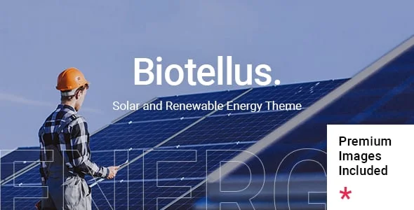 Biotellus - Solar and Renewable Energy WordPress Theme — homepage layout