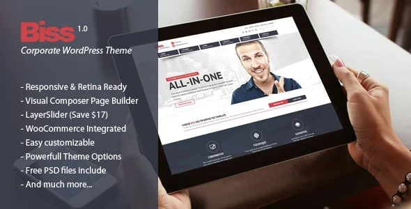 Biss - Corporate Multipurpose WordPress Theme — homepage layout