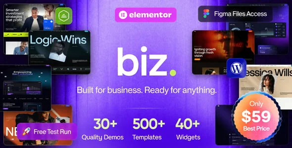 Biz - Business & Multipurpose Elementor WordPress Theme — homepage layout