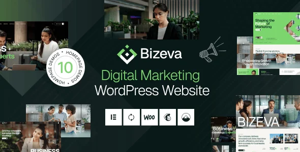 Bizeva - Business Marketing WordPress Theme — homepage layout