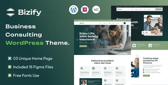 Bizify - Business Consulting WordPress Theme — homepage layout