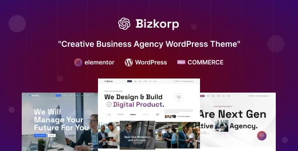 Bizkorp - Creative Business Agency WordPress Theme — homepage layout