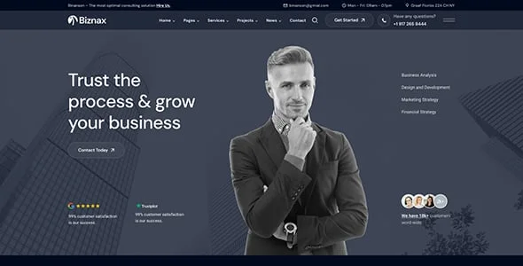 Biznax - Business Consulting WordPress Theme — design detail view