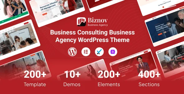Biznov - Business Consulting WordPress Theme — homepage layout