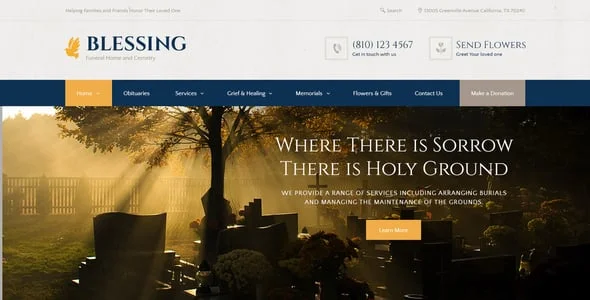 Blessing | Funeral Home Services & Cremation Parlor WordPress Theme — interior page design