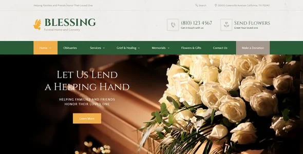 Blessing | Funeral Home Services & Cremation Parlor WordPress Theme — design detail view