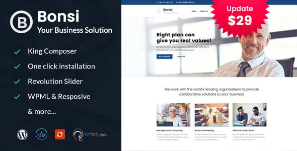 Bonsi - Business Consulting WordPress Theme — homepage layout